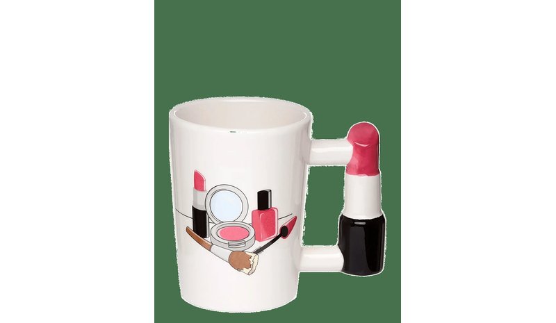 PUCKATOR Lipstick Ceramic Shaped Handle Mug - WHITE - One Size – kuva 1/2