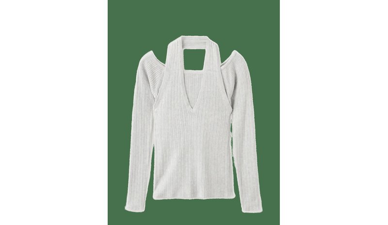 MANGO Long-Sleeved Halter-Neck Top - LT PASTEL GREY - M – kuva 1/2