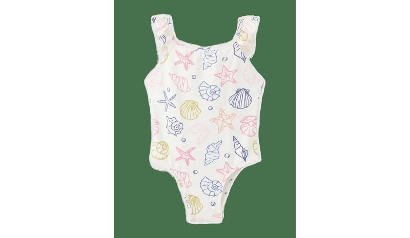 MANGO Navy Print Swimsuit With Ruffles - WHITE - 98 – kuva 1/2