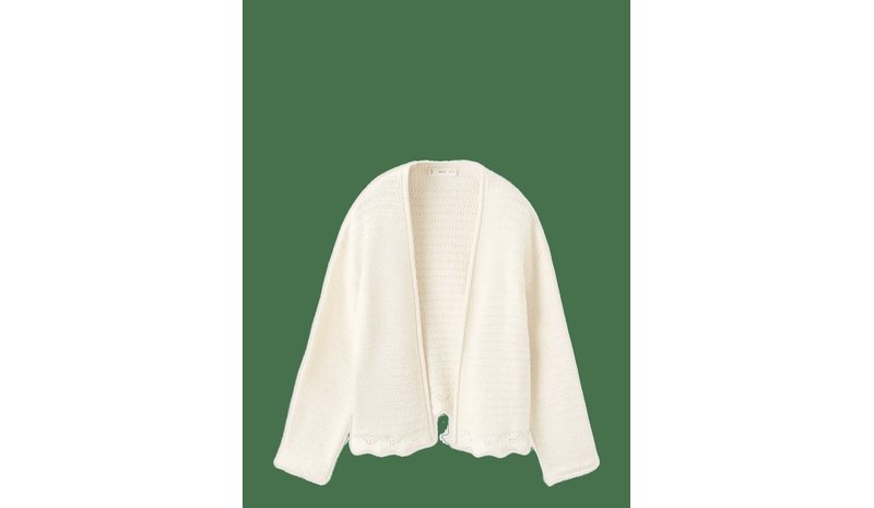 MANGO Openwork Knit Cardigan - LIGHT BEIGE - 140 – kuva 1/2