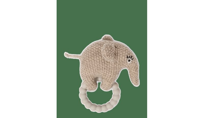 SMALLSTUFF Rattle, Elephant, Merino Wool, Powder - NATURE - One Size – kuva 1/2