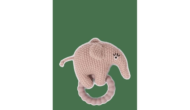 SMALLSTUFF Rattle, Elephant, Merino Wool, Powder - POWDER - One Size – kuva 1/2