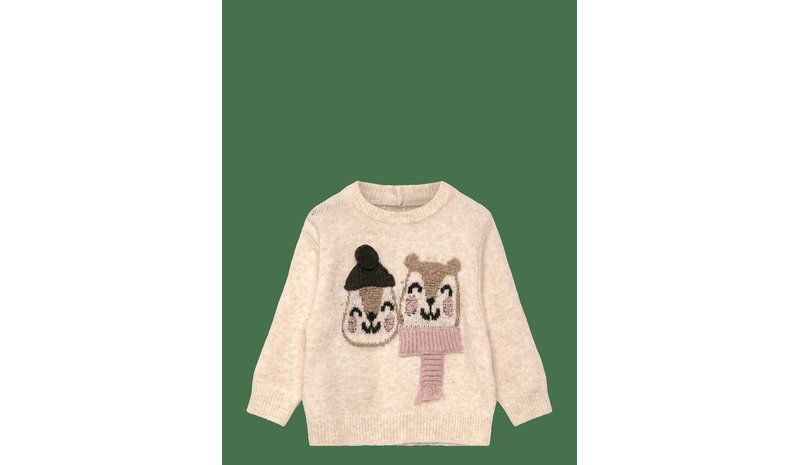 MANGO Knit Embroidered Sweater - LIGHT BEIGE - 3-4 – kuva 1/2