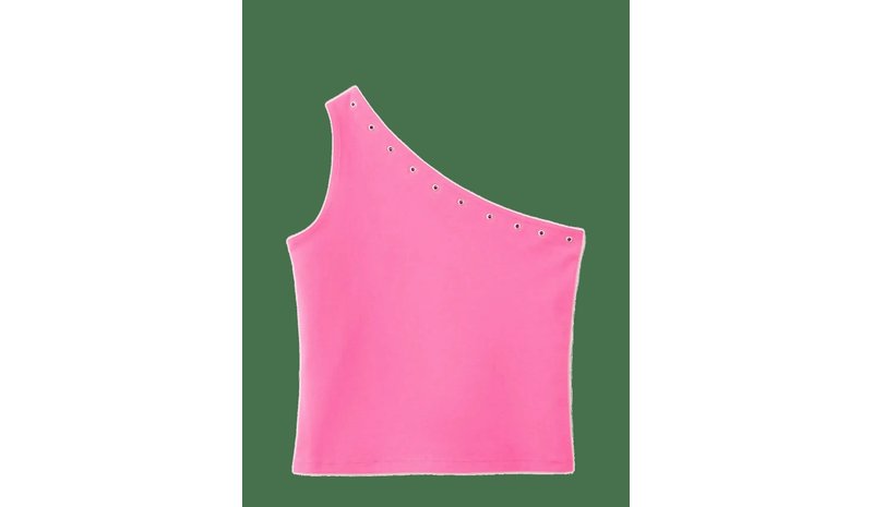 MANGO Asymmetric Eyelets Top - BRIGHT PINK - 164 – kuva 1/2