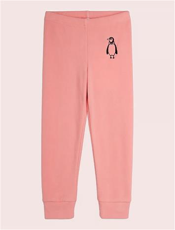 MINI RODINI Penguin Emb Microfleece Trousers - PINK - 140/146 – kuva 1/2