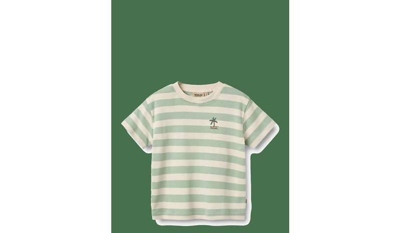 WHEAT T-Shirt S/S Liam - MINT STRIPE - 110 – kuva 1/2