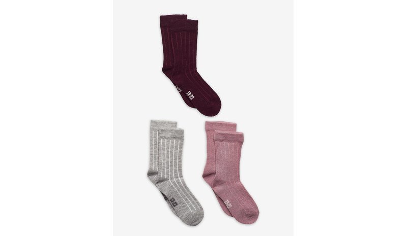 MINYMO Wool Socks - Rib 3-Pack - BURNISHED LILAC - 35-38 – kuva 1/2