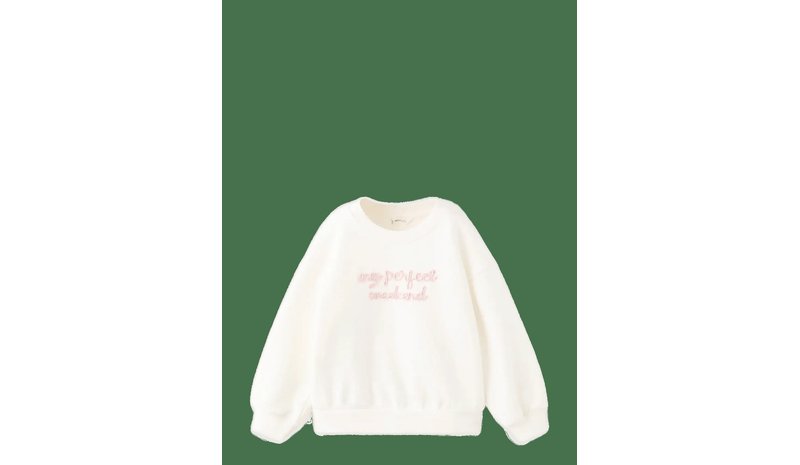 MANGO Embroidered Cotton Sweatshirt - NATURAL WHITE - 110 – kuva 1/2