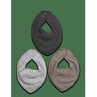 FIXONI Bandana Bibs 3-Pack - GREY MELANGE - One Size