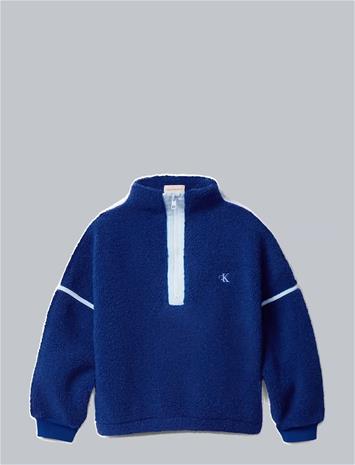 CALVIN KLEIN Teddy Half Zip Sweatshirt - BOLD BLUE - 164 – kuva 1/2