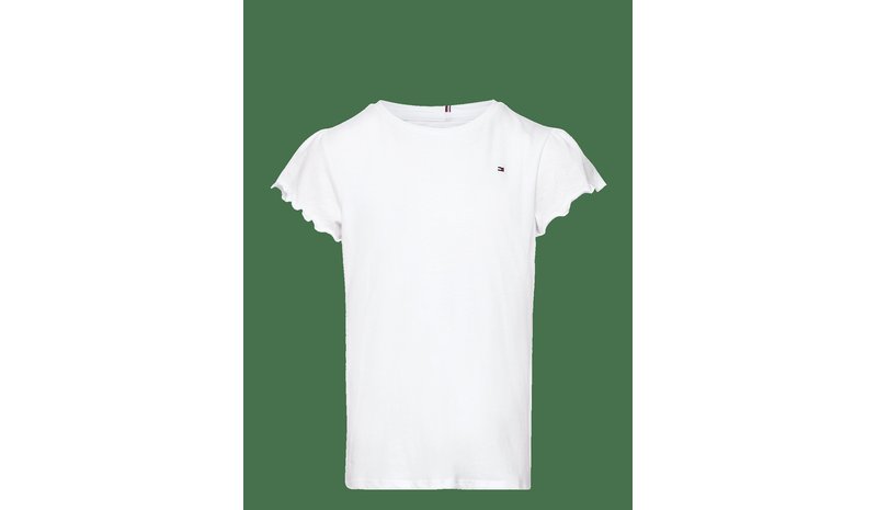 TOMMY HILFIGER Essential Ruffle Sleeve Top Ss - WHITE - 152 – kuva 1/2