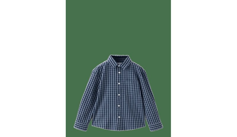 MANGO 100% Cotton Checked Shirt - NAVY - 86 – kuva 1/2