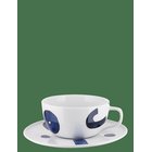 ALESSI Set Of Teacup With Saucer In White Porcelain Pattern Design By Samiro Yunoki - WHITE/BLUE - H:13 cm