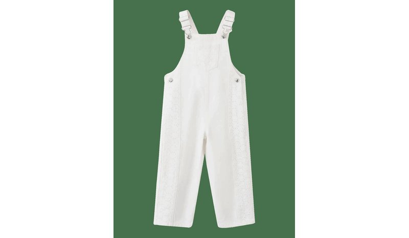 MANGO Embroidered Denim Dungarees - NATURAL WHITE - 98 – kuva 1/2