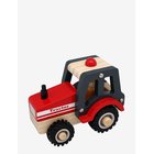 MAGNI TOYS Wooden Tractor With Rubber Wheels - RED/BLACK/WOOD - 10X12.5X7.5 cm