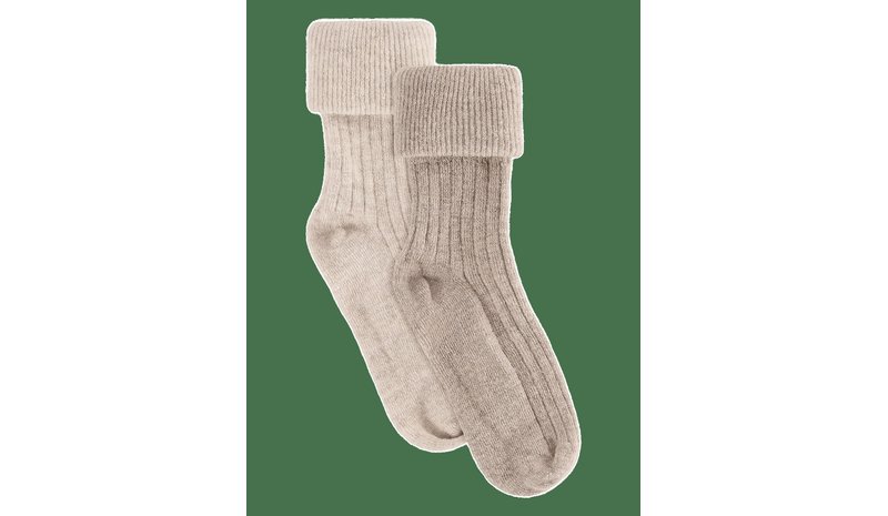 HUTTELIHUT Wool Rib Socks 2-Pack - CAMEL MELANGE - 19\22