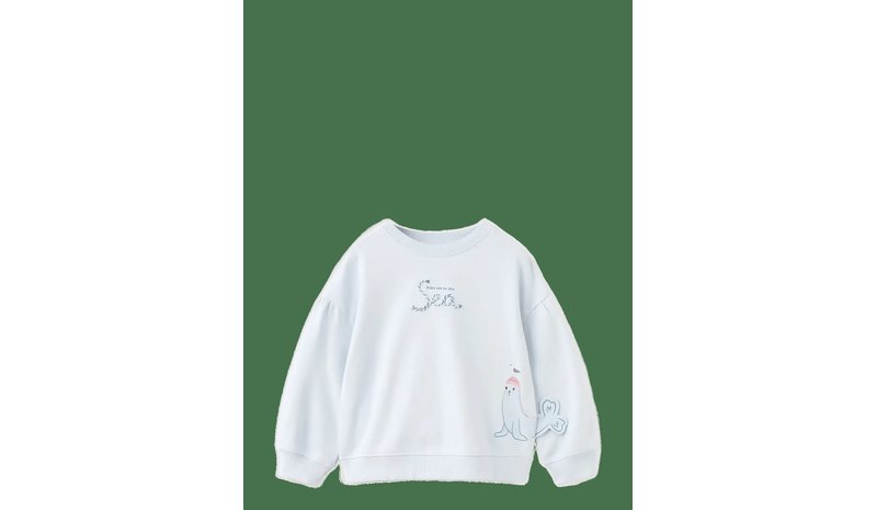 MANGO Seal Print Sweatshirt - LT-PASTEL BLUE - 110 – kuva 1/2