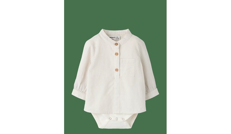 NAME IT Nbmfar Ls Shirtbody - CLOUD DANCER - 80