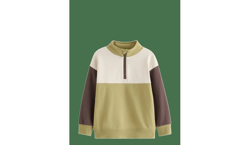LINDEX Sweatshirt With Half-Zip - KHAKI - 92 – kuva 1/2