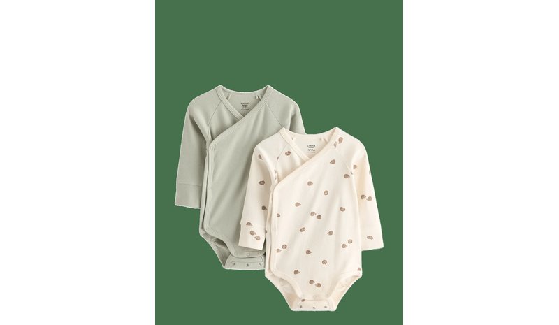 LINDEX 2-Pack Ribbed Wrap Bodysuits - LIGHT DUSTY GREEN - 62 – kuva 1/2