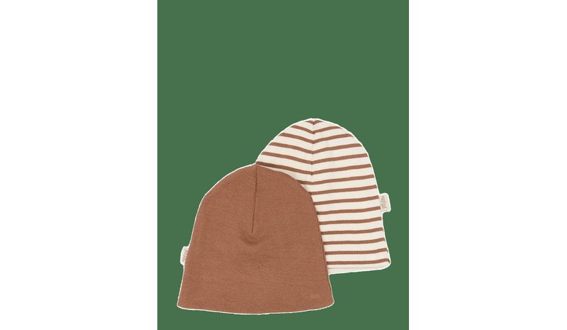 PETIT PIAO Ppsky Beanie 2-Pack - RAWHIDE STRIPED - 68/80 – kuva 1/2