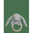 TEDDYKOMPANIET Teddy Baby, Organic Rattle, Rabbit, Knitted - GREY - 16 cm