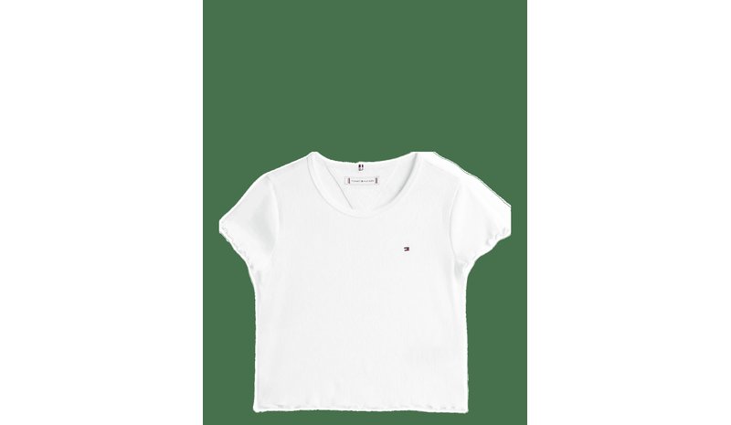 TOMMY HILFIGER Essential Rib Top Ss - WHITE - 152 – kuva 1/2