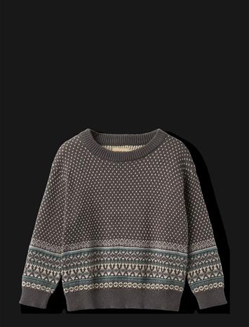 WHEAT Jacquard Pullover Julius - DARK CHARCOAL - 128 – kuva 1/2