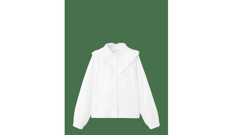 MANGO Ruffled Cotton Shirt - WHITE - 164 – kuva 1/2