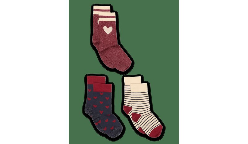 MP DENMARK Maja Socks - 3-Pack - KARANDA RED - 33/36 – kuva 1/2
