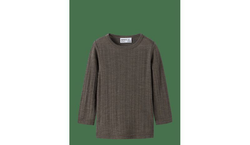 NAME IT Nmmwang Wool Needle Ls Top Solid Noos - MOREL - 116 – kuva 1/2