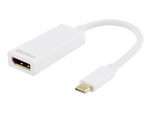 Deltaco Sovitin USB 3.1 - DP, Type C uros - DP naaras, 4K, UHD, valk. USBC