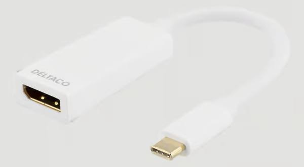 Deltaco Sovitin USB 3.1 - DP, Type C uros - DP naaras, 4K, UHD, valk. USBC