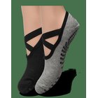 GAIAM Gaiam Grippy Yoga Socks Dovetail 2Pk - GREY BLACK - 36-40