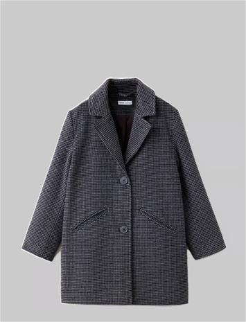 MANGO Long Houndstooth Coat - DARK BROWN - 152 – kuva 1/2