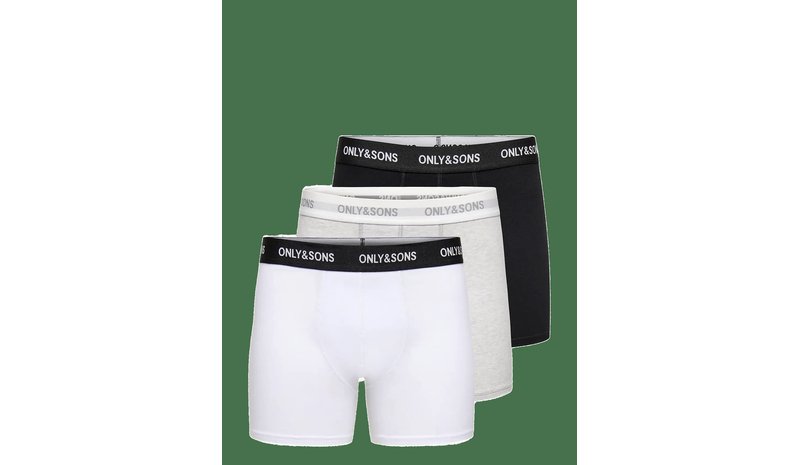 ONLY & SONS Onsbasic Solid Boxer 3Pack Noos - LIGHT GREY MELANGE - M – kuva 1/2