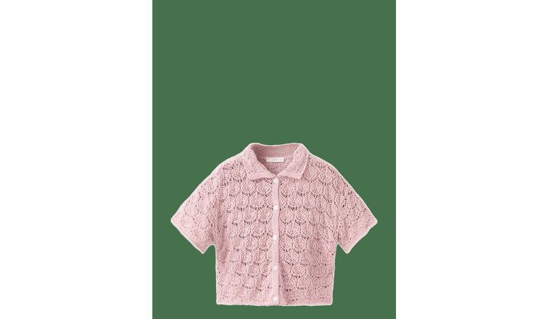 MANGO Openwork Knit Cardigan - PINK - 116 – kuva 1/2
