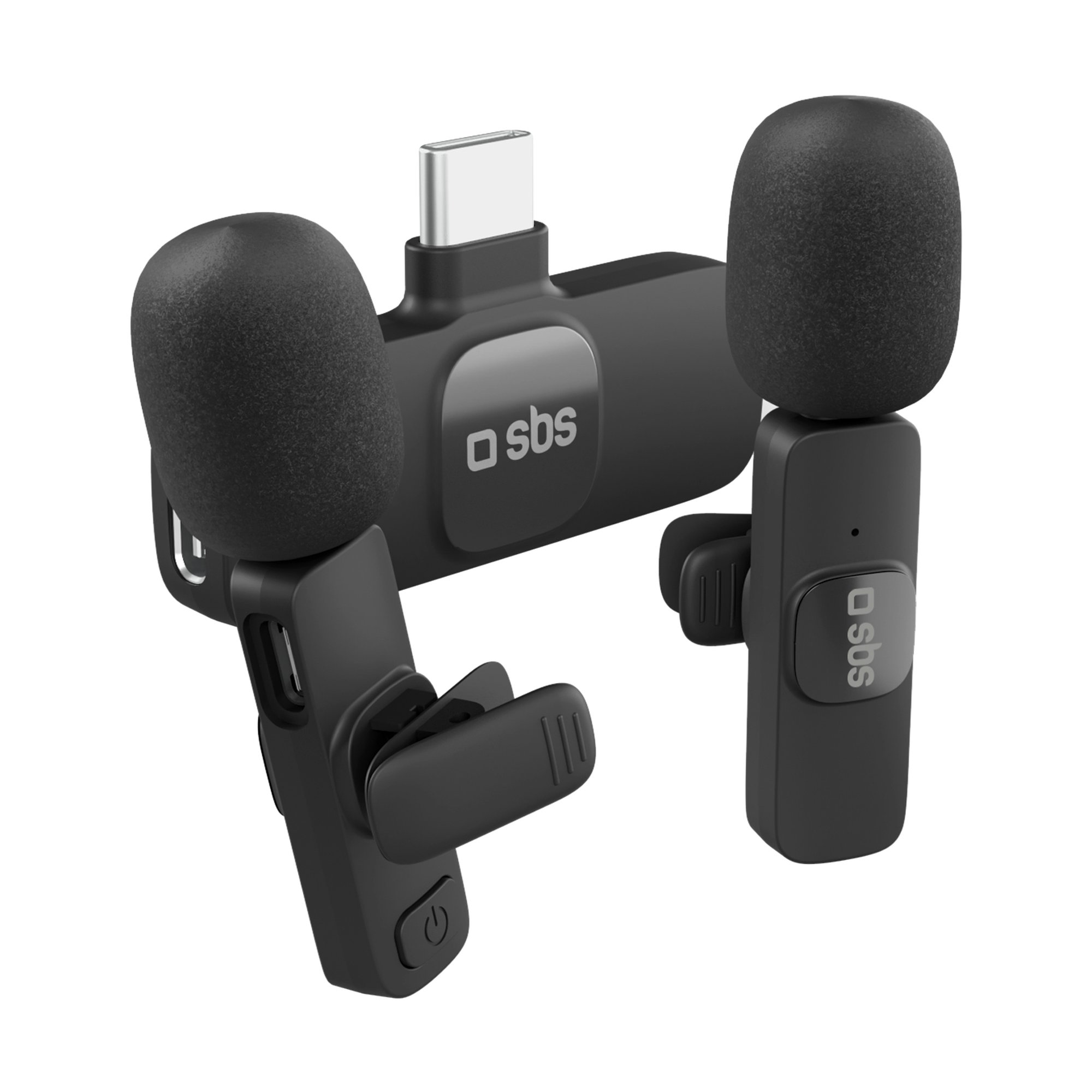 SBS KIT OF 2 WIRELESS MICROPHONES + RECEIVER AND CLIPS