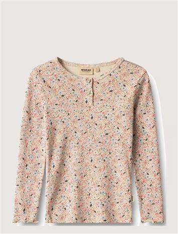 WHEAT T-Shirt L/S Eja - GREY CLOUD FLOWERS - 128 – kuva 1/2