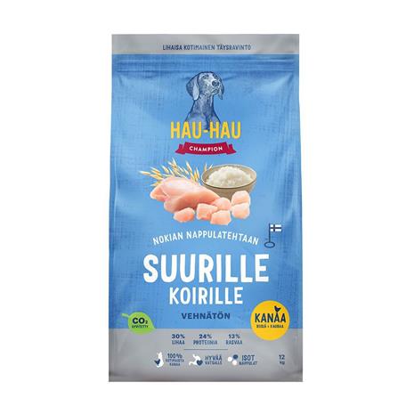 Hau-Hau Champion Kana, riisi ja kaura suurille koirille 2x12kg