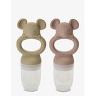 NUUROO Lauge Silicone Fruit Pacifier 2-Pack - WOODROSE /COBBLESTONE - 14.5X4X5.5 cm
