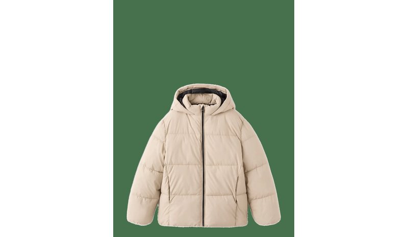 MANGO Hood Puffer Coat - LIGHT BEIGE - 152