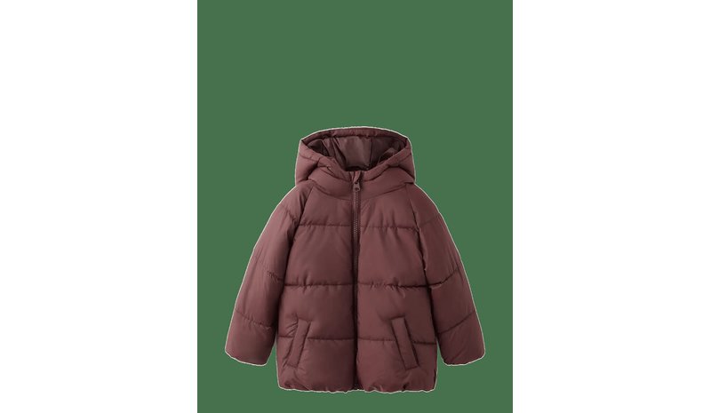 MANGO Hood Puffer Coat - DARK RED - 98 – kuva 1/2