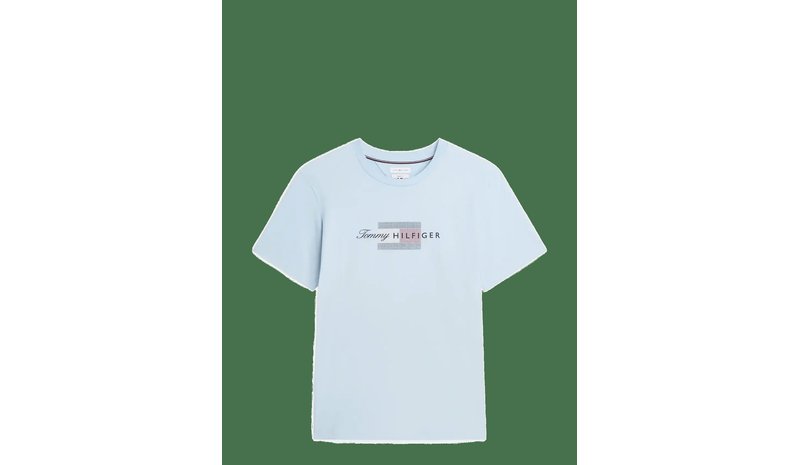 TOMMY HILFIGER Script Flag Regular Tee - BREEZY BLUE - L – kuva 1/2