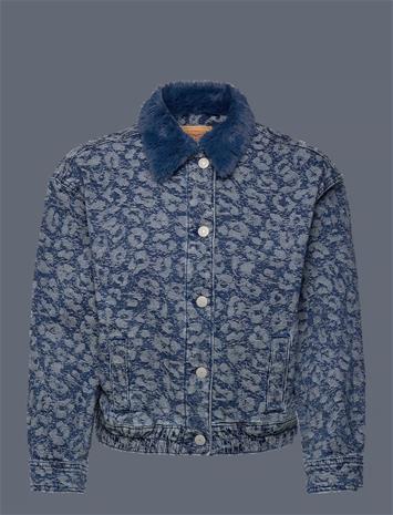 LEVI'S Levi's® Fur Collar Leopard Oversized Trucker Jacket - BLUE - 152 cm – kuva 1/2