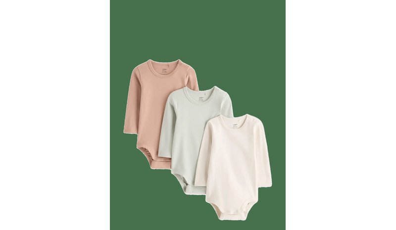 LINDEX 3-Pack Bodysuits - LIGHT KHAKI - 80 – kuva 1/2