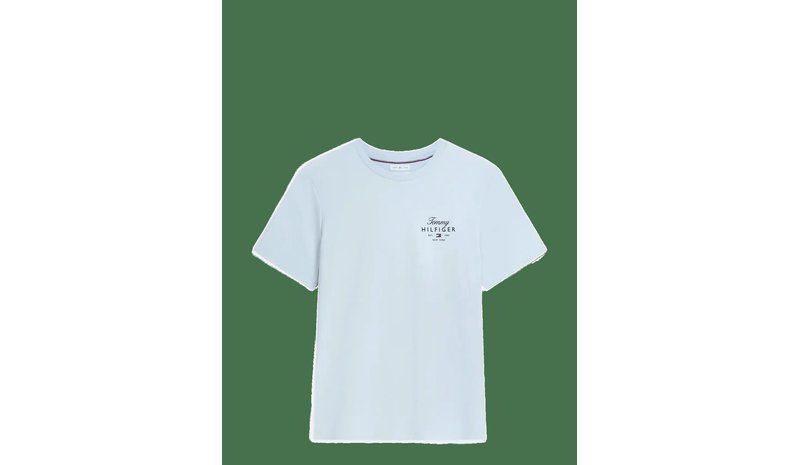 TOMMY HILFIGER Script Stack Regular Tee - BREEZY BLUE - L – kuva 1/2