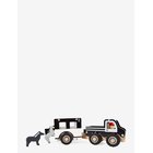 MAGNI TOYS Wooden Car With Horse Trailer And Horses, Rubber Wheels - BLACK/WHITE/GRAY - 9.5X26X7.5 cm