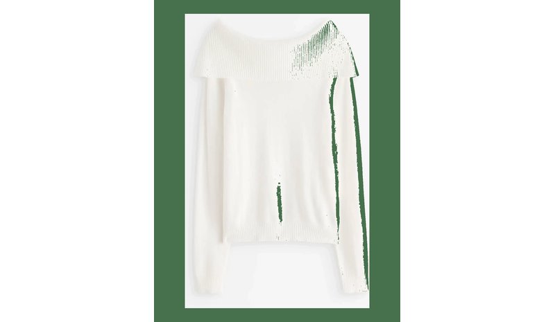 LINDEX Sweater Knitted Fold Down - OFF WHITE - 158/164 – kuva 1/2