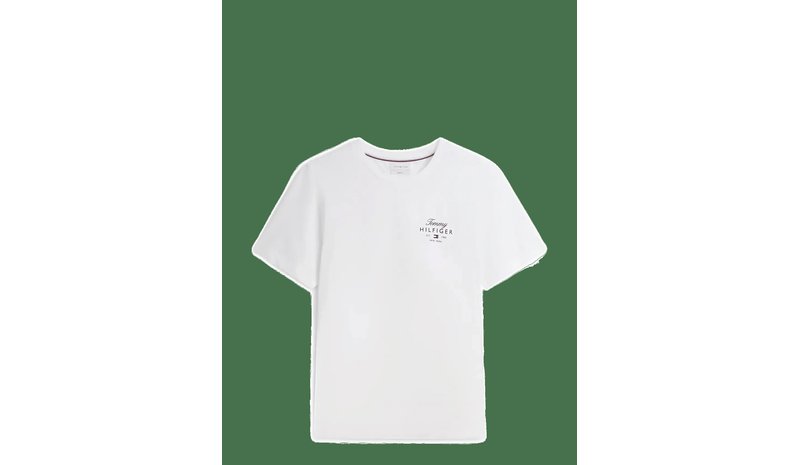 TOMMY HILFIGER Script Stack Regular Tee - WHITE - M – kuva 1/2
